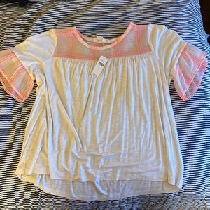 New with rages Anthropologie T shirt with sheer pink detail